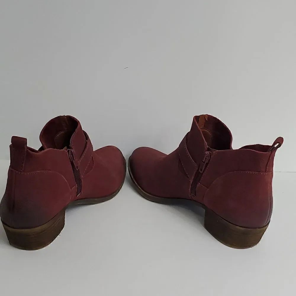Lucky Brand LK-Boomer Leather Ankle Bootie Ruby Wine Size 7.5 M - Picture 6 of 13